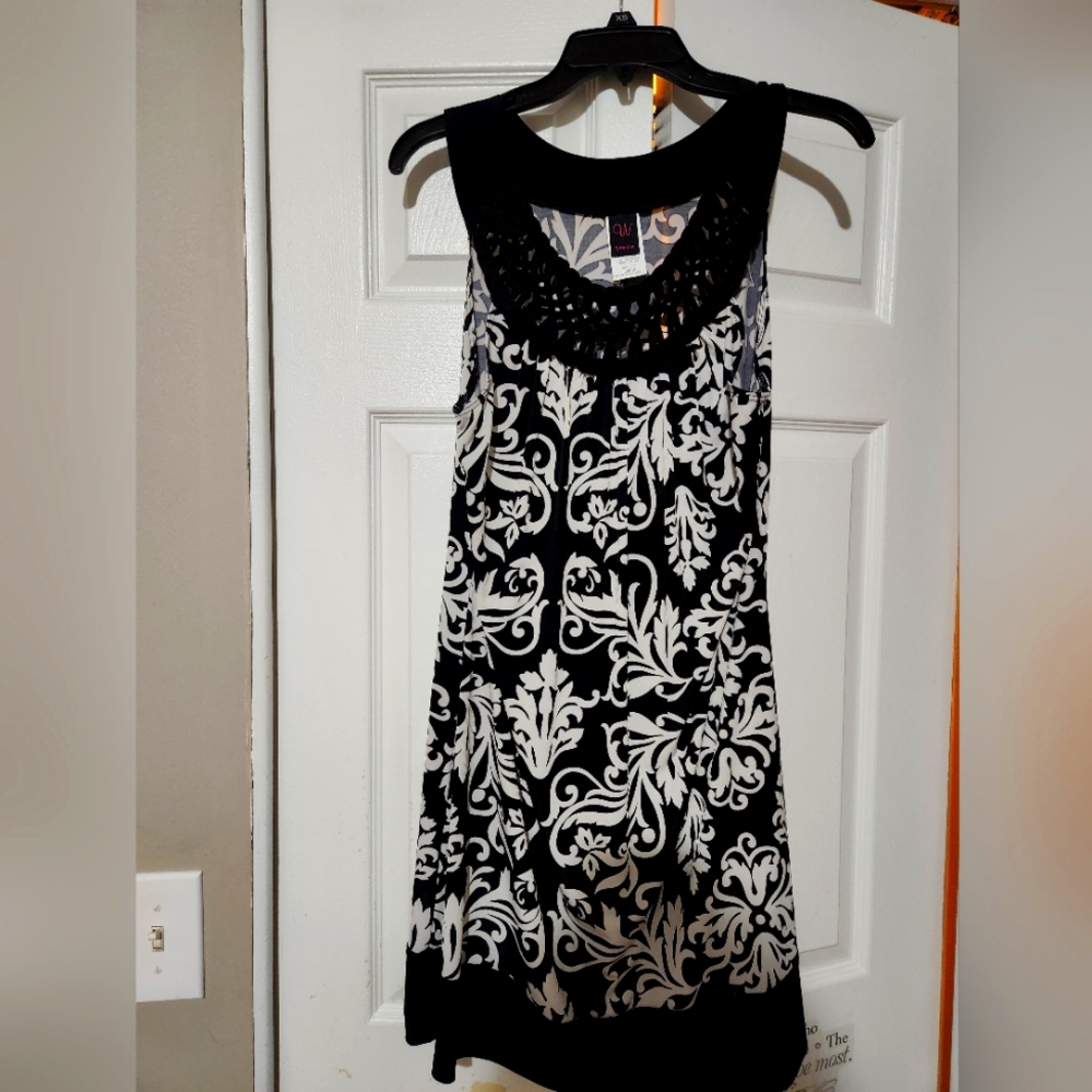 Women's Wrapper Summer Casual Dress Size L Black/White